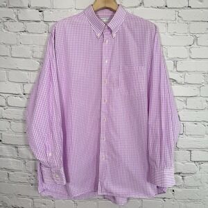 Maus & Hoffman Button Front Shirt XXL Purple Gingham Long Sleeve Egyptian Cotton